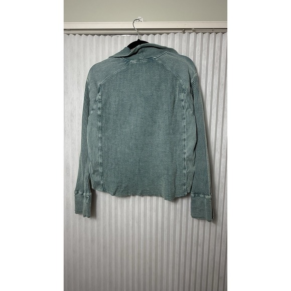 Free People FP One Ashton Zip Thermal Long Sleeve Relaxed Ribbed Blouse Top M - Picture 6 of 10